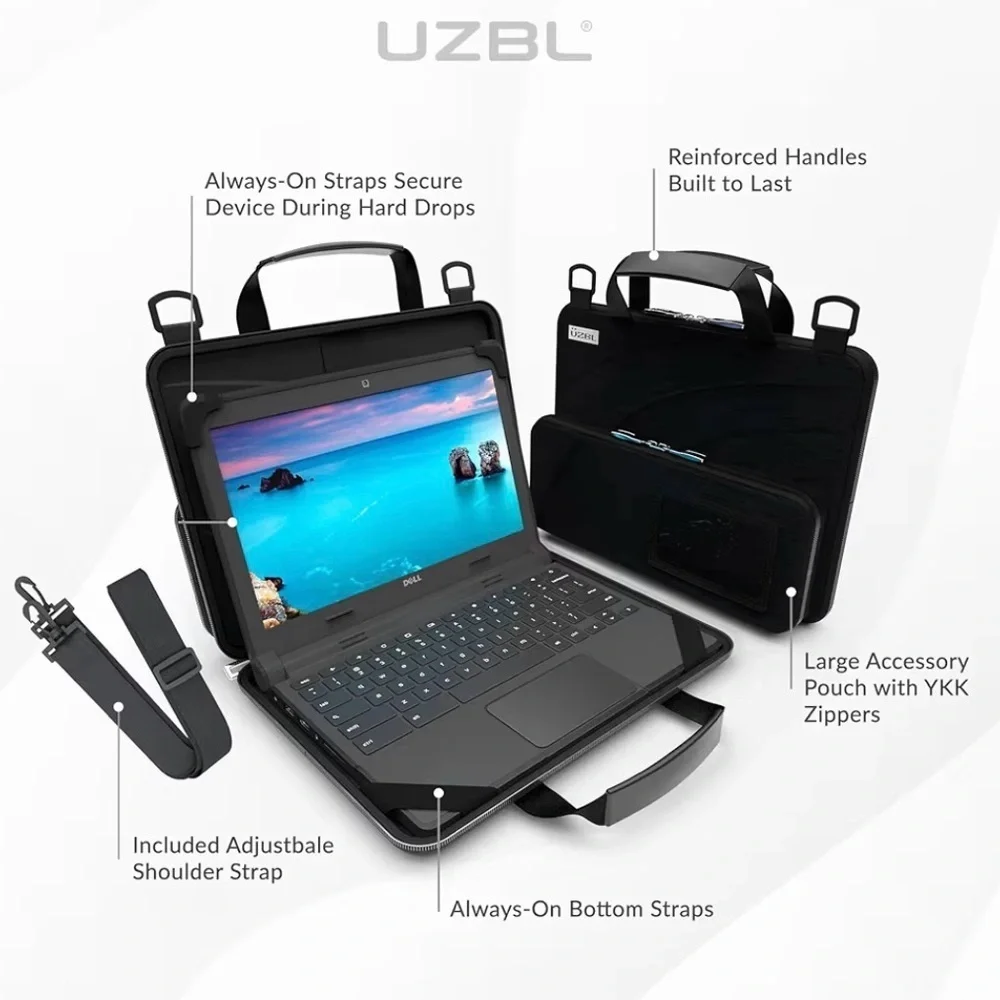 NEW ÜZBL Black Laptop Case with Secure Grips 13-14 inch